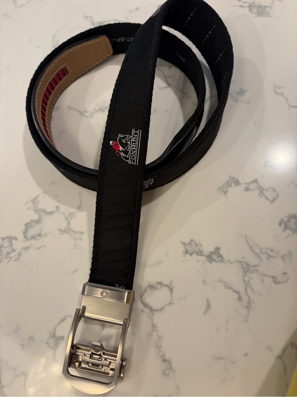 NEXBELT Adjustable Black Men's Belt with foxhunt embroidery Automatic Buckle